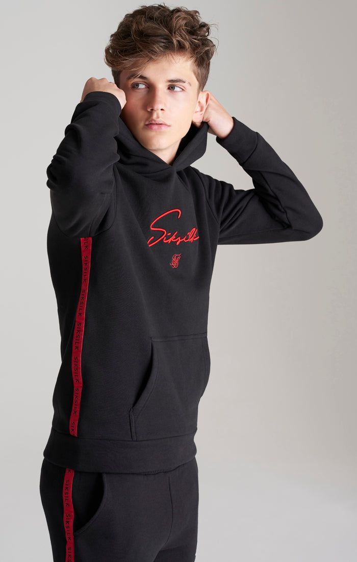 Boys Black Taped Overhead Hoodie sold by Siksilk