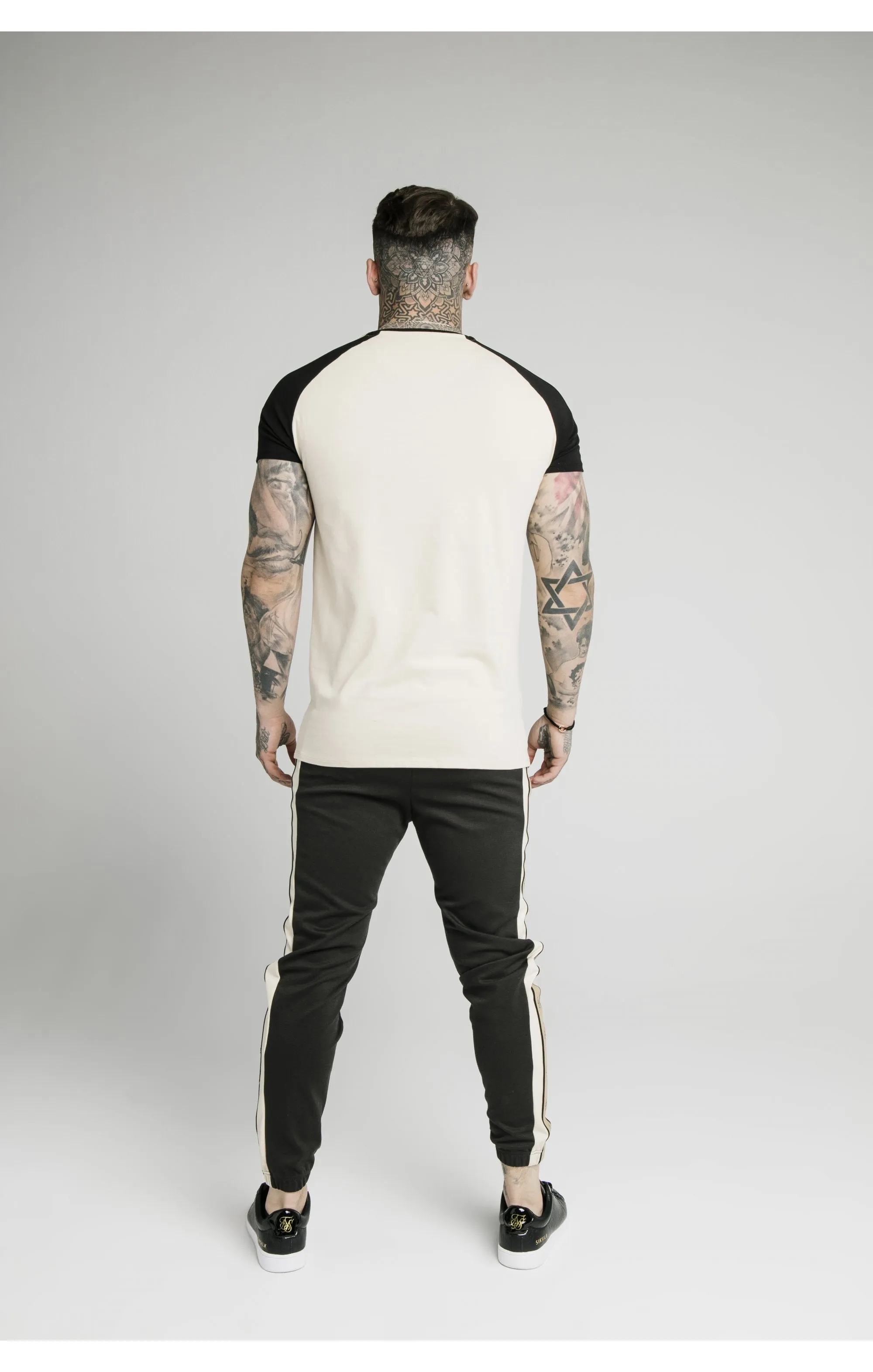 SikSilk Raglan Premium Tape Gym Tee - Ecru & Black sold by Siksilk product image thumbnail 5