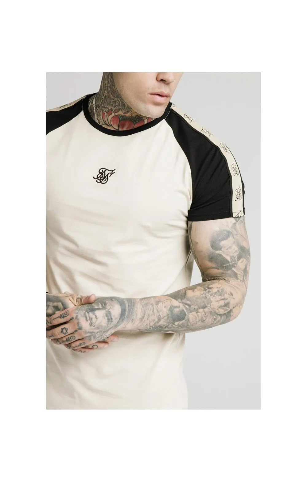 SikSilk Raglan Premium Tape Gym Tee - Ecru & Black sold by Siksilk product image thumbnail 2