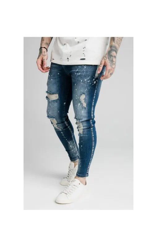 SikSilk Distressed Skinny Riot Wash Jeans - Raw Blue sold by Siksilk