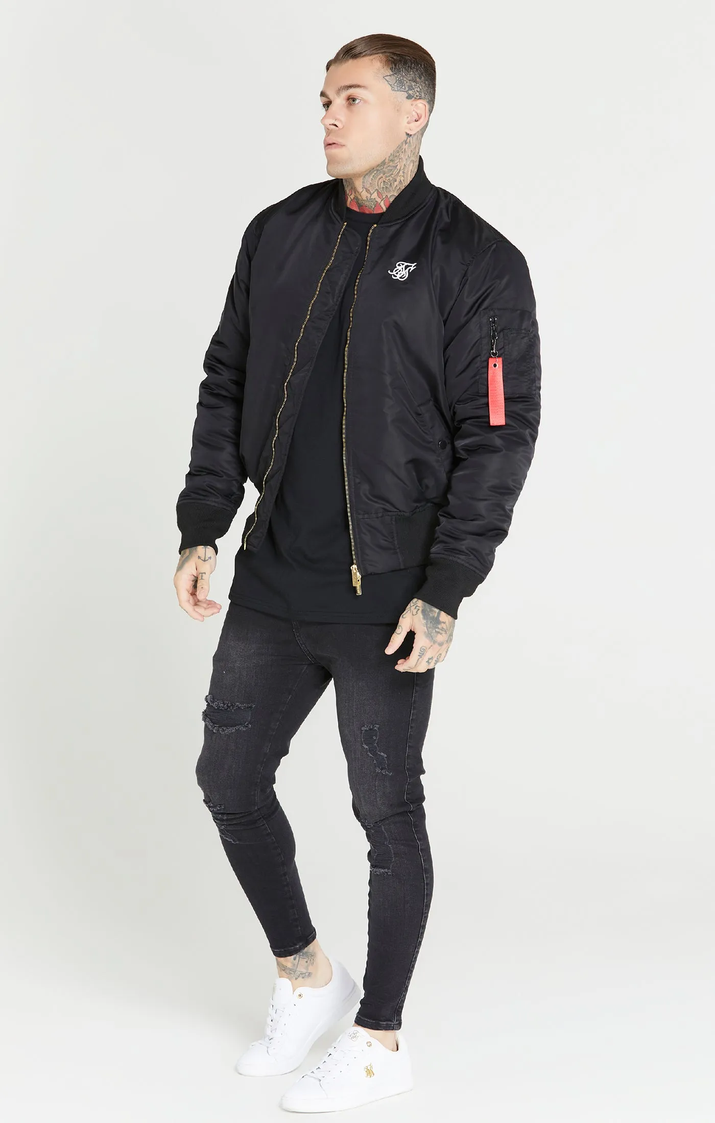 Black Flight Bomber Jacket sold by Siksilk product image thumbnail 4