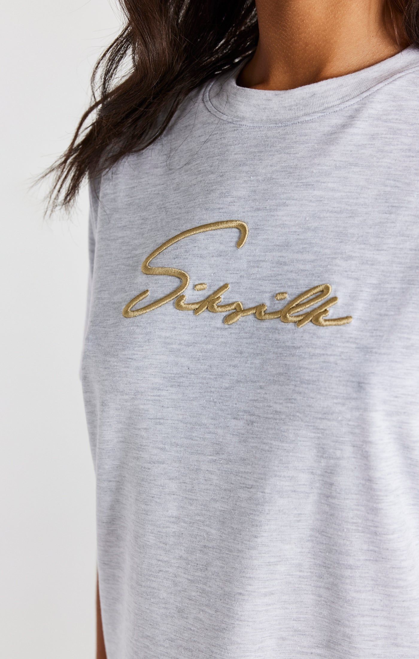 Grey Marl Signature Boyfriend T-Shirt sold by Siksilk product image thumbnail 3