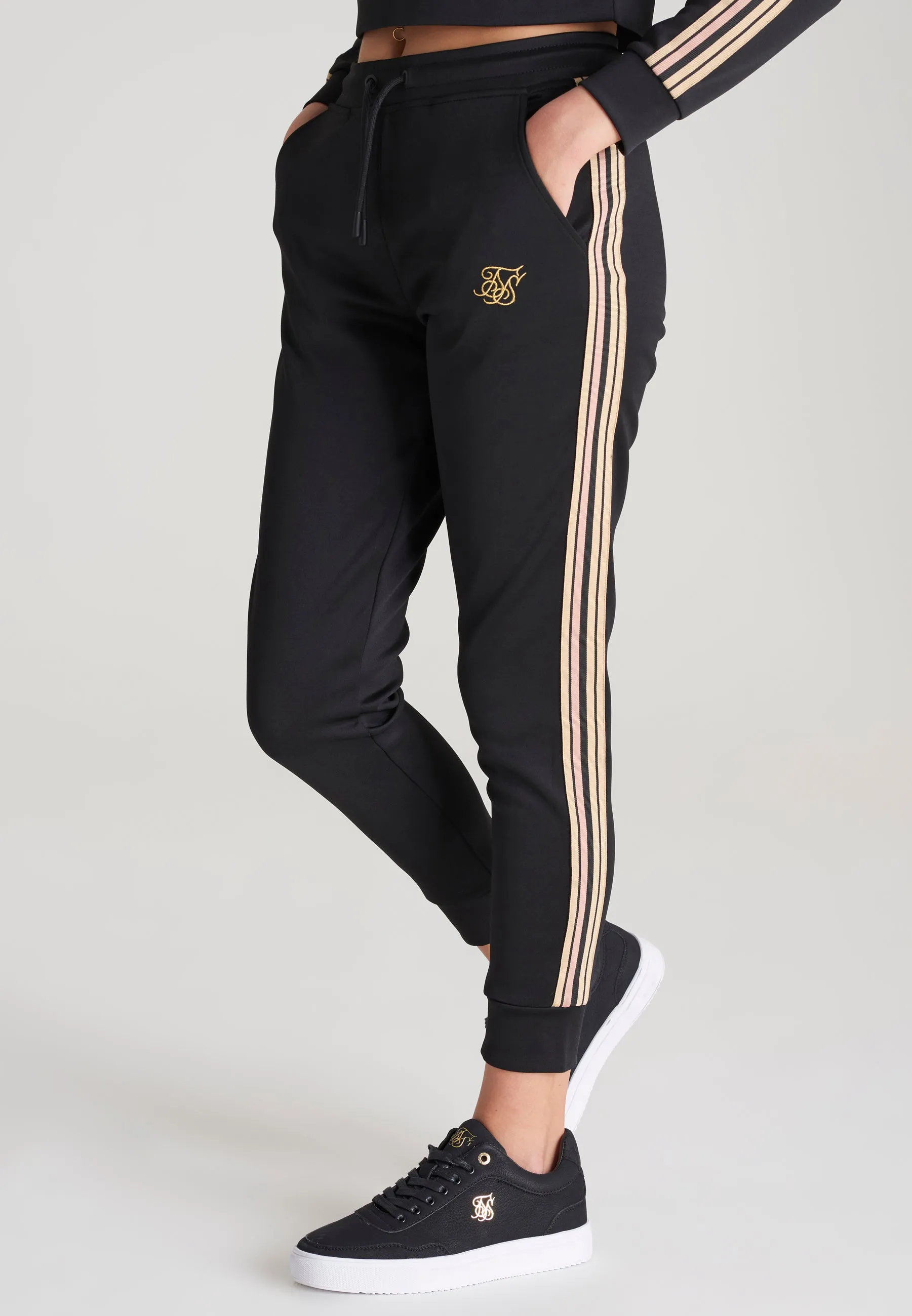 Girls Black Taped Track Pant sold by Siksilk