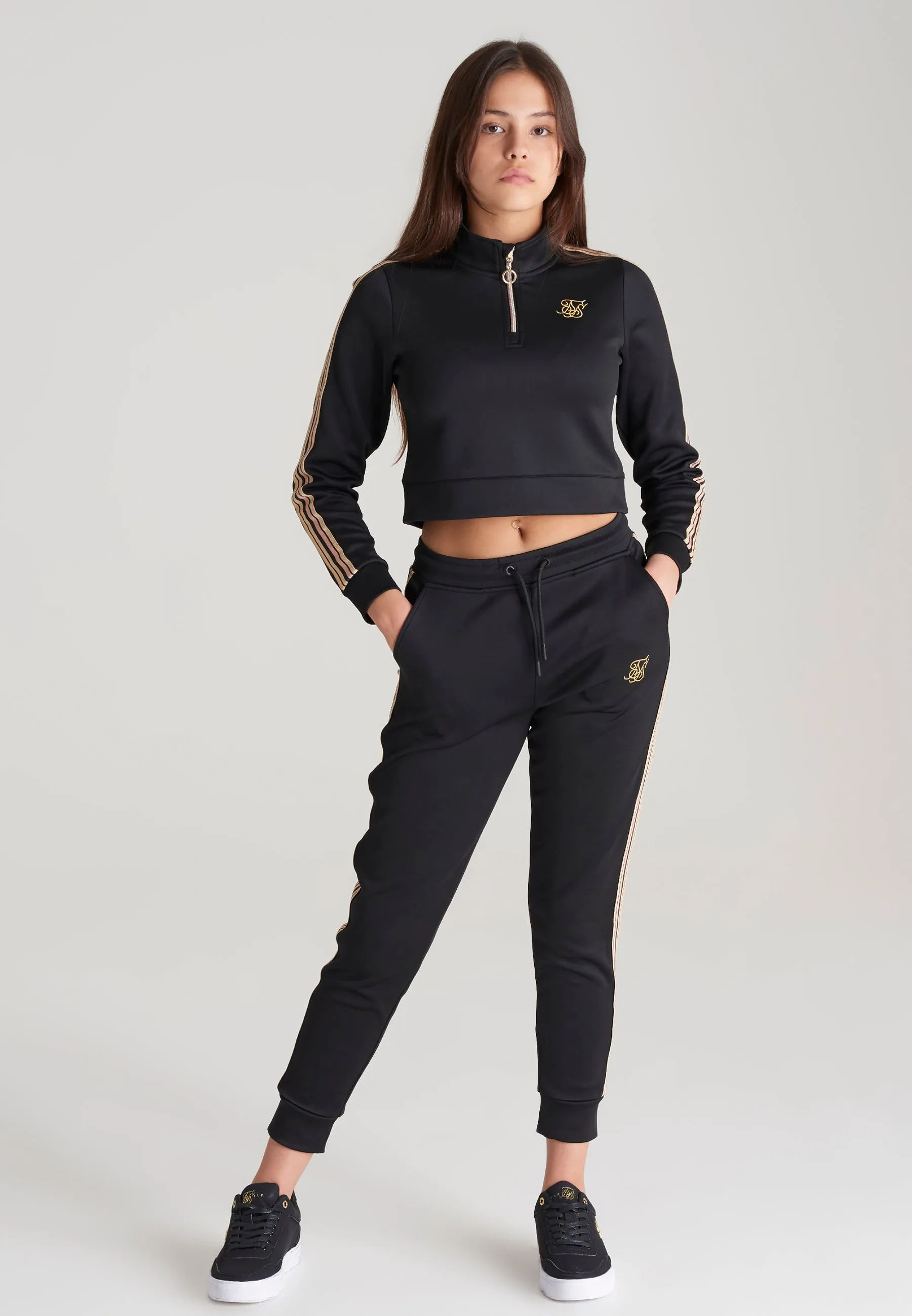 Girls Black Taped Track Pant sold by Siksilk product image thumbnail 5