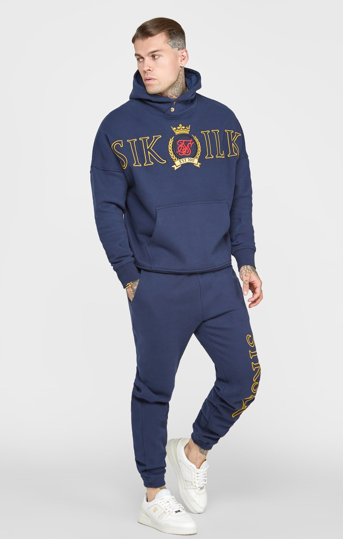 Navy Oversized Embroidery Hoodie sold by Siksilk product image thumbnail 4
