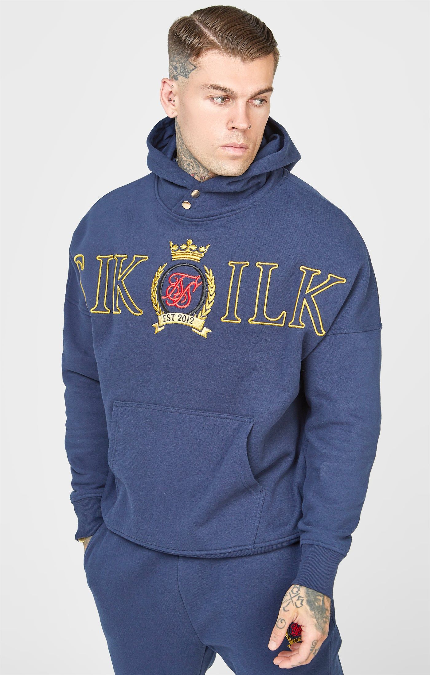 Navy Oversized Embroidery Hoodie sold by Siksilk