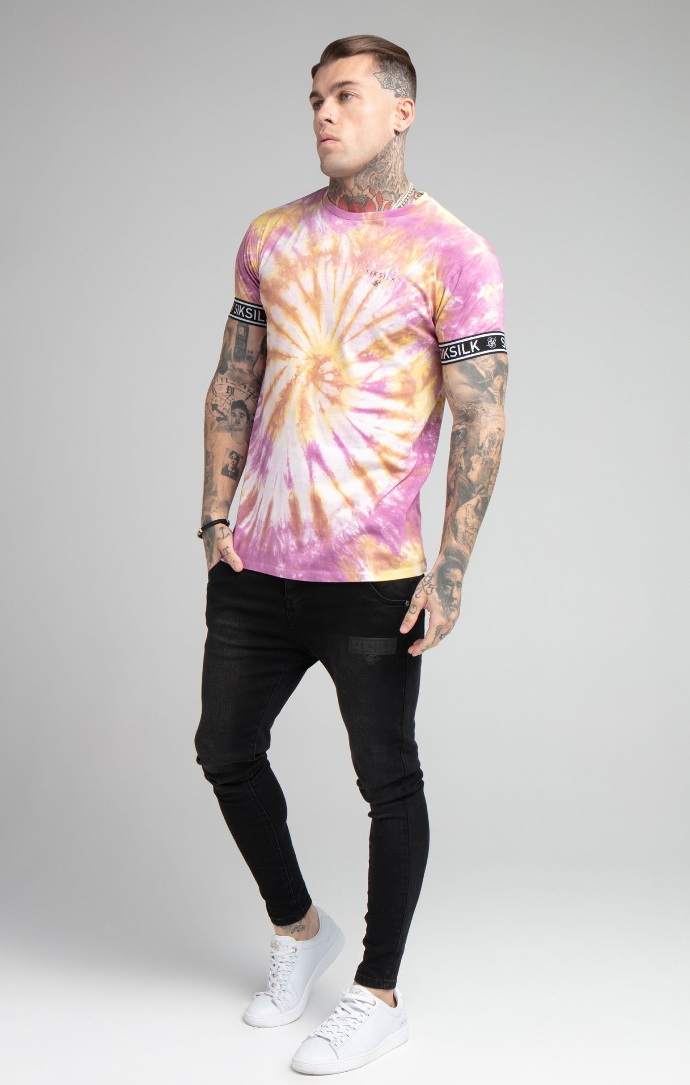 Pink Tie Dye Elastic Cuff T-Shirt sold by Siksilk product image thumbnail 3