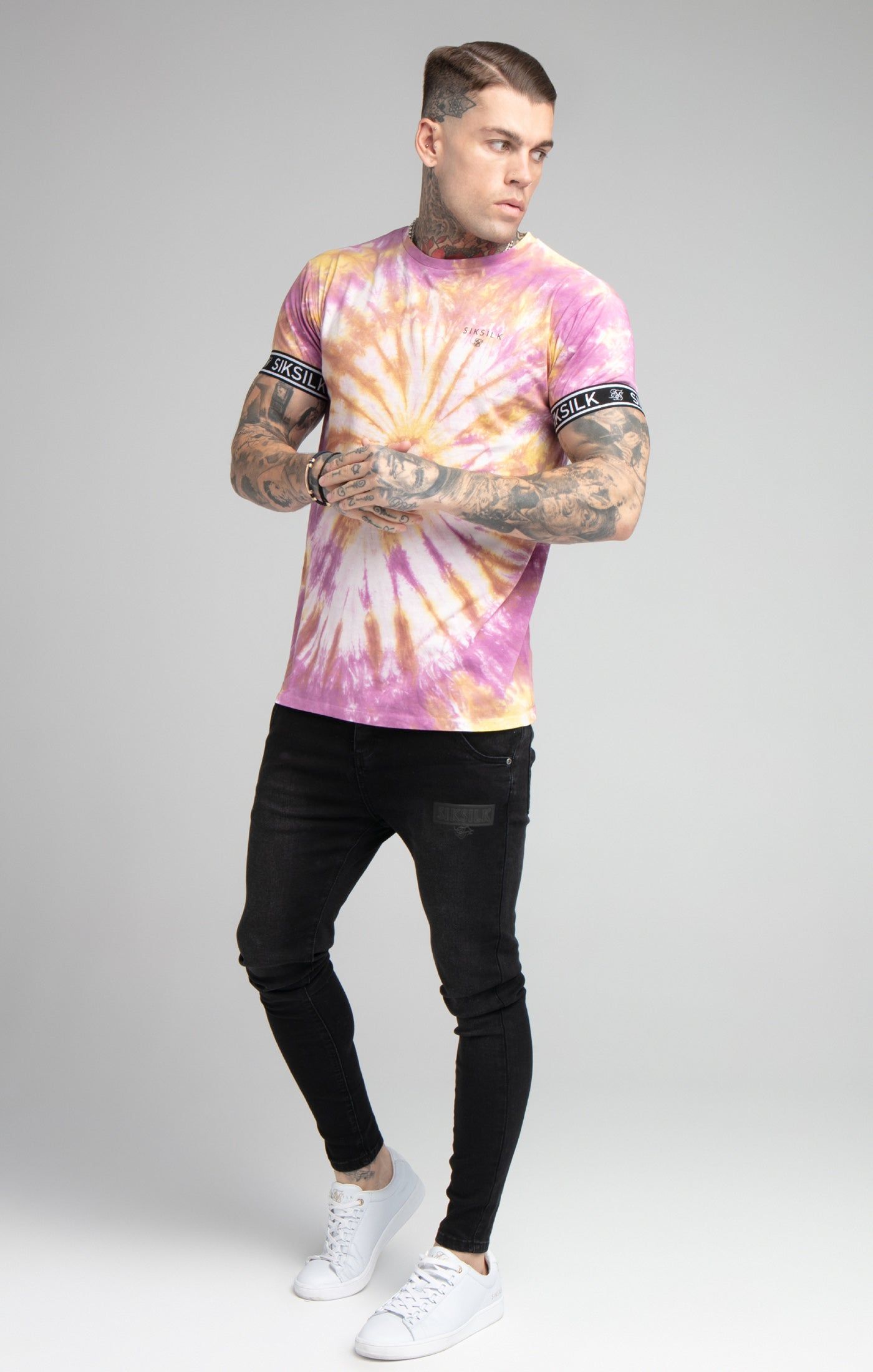 Pink Tie Dye Elastic Cuff T-Shirt sold by Siksilk product image thumbnail 4