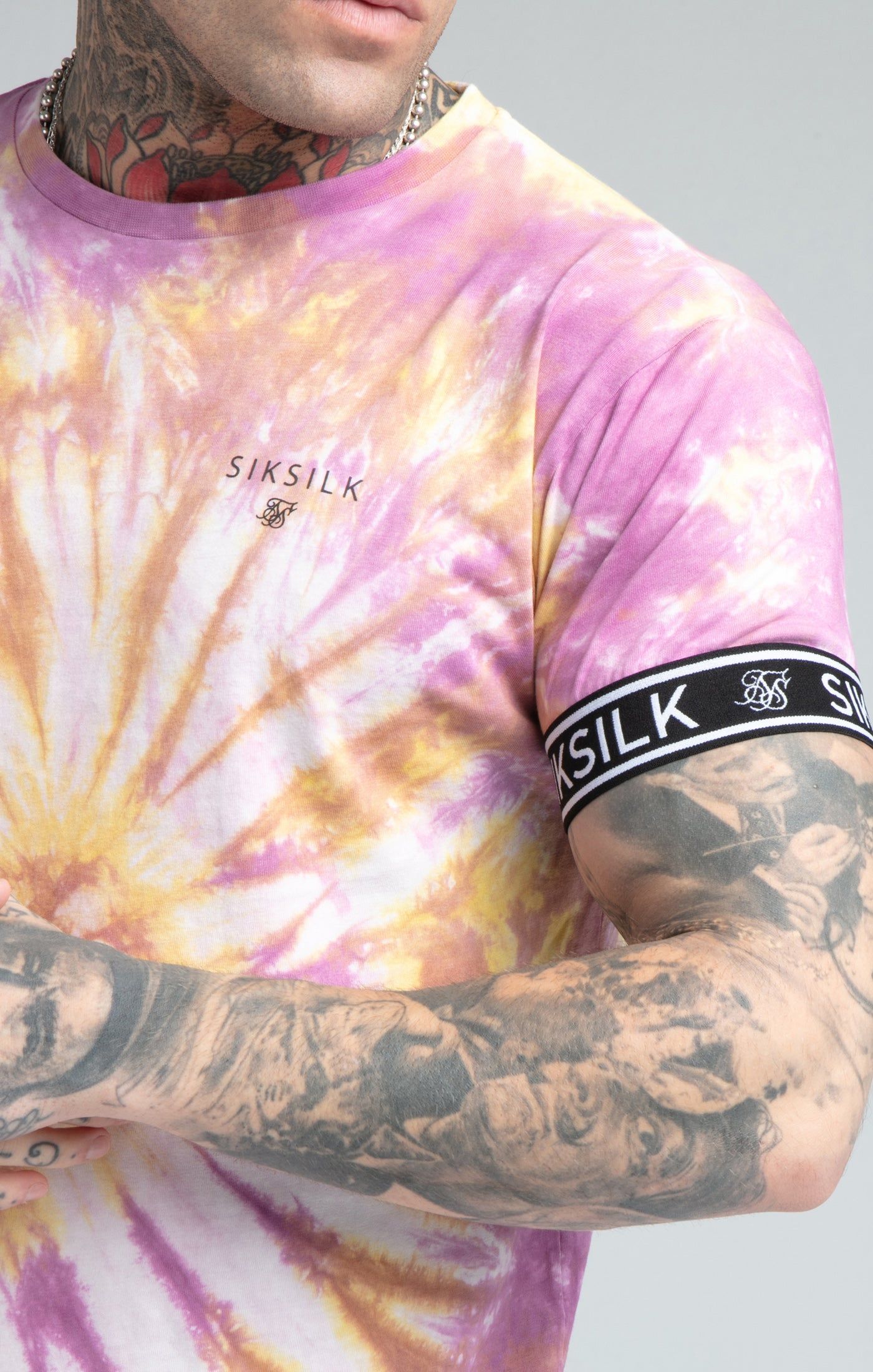 Pink Tie Dye Elastic Cuff T-Shirt sold by Siksilk product image thumbnail 2