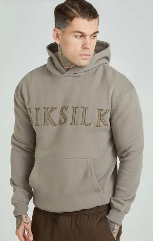 Brown Applique Logo Relaxed Fit Overhead Hoodie sold by Siksilk