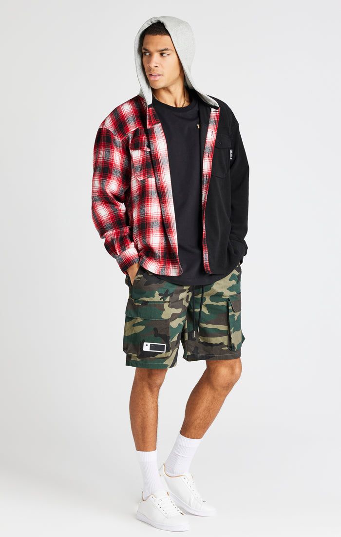 Black Half Contrast Hooded Shirt sold by Siksilk product image thumbnail 3