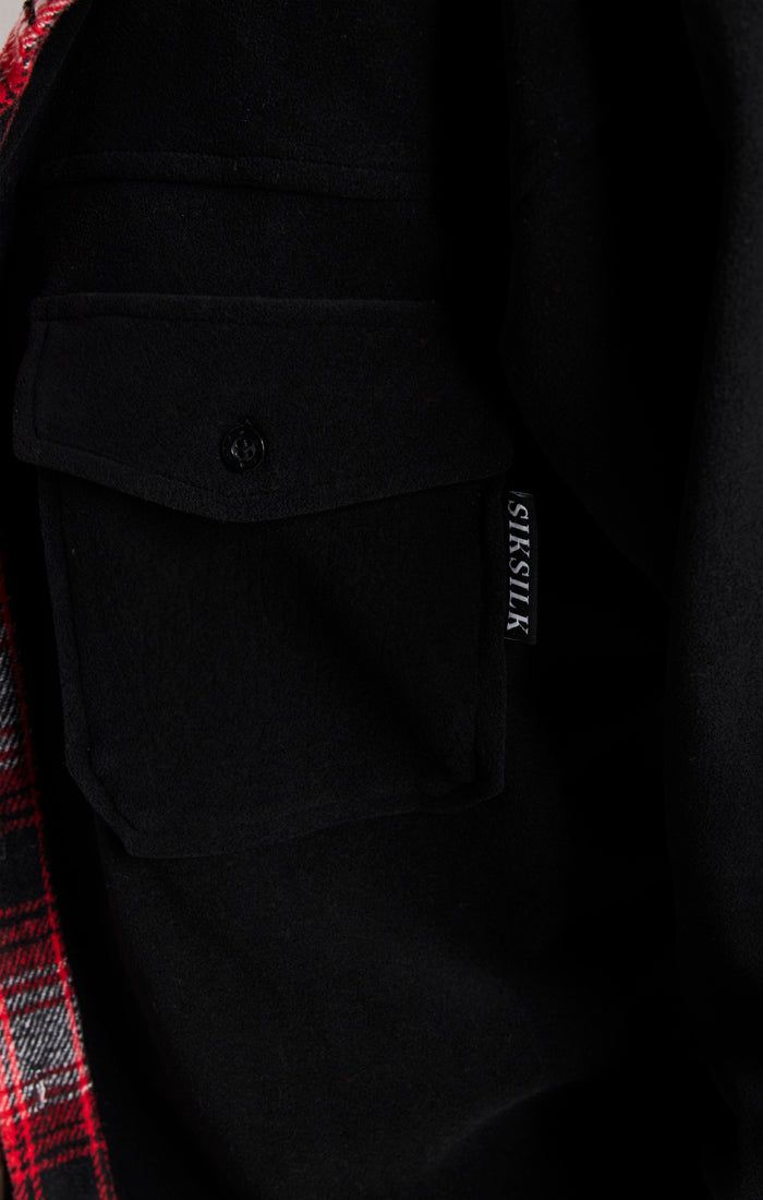 Black Half Contrast Hooded Shirt sold by Siksilk product image thumbnail 7