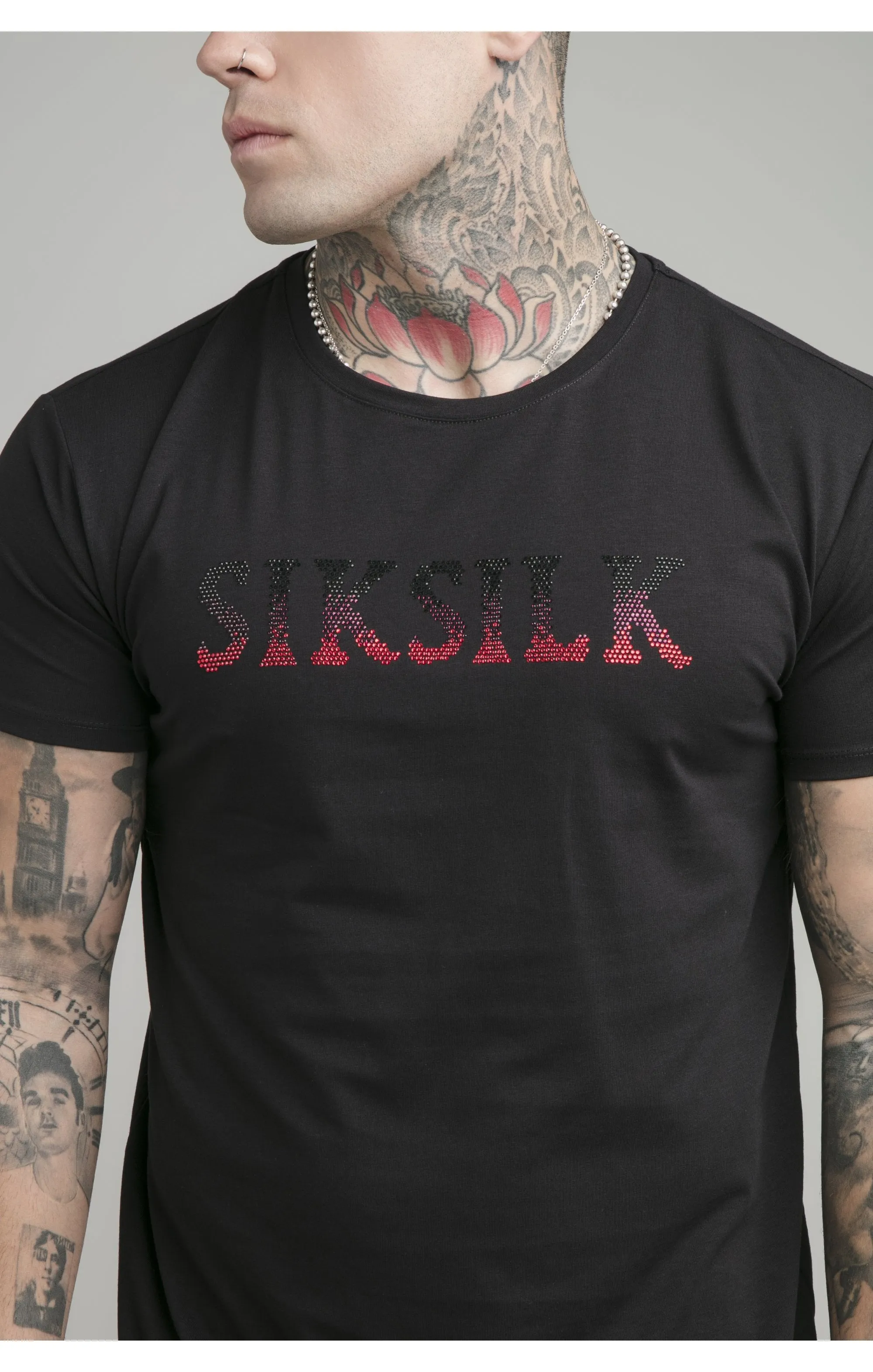 Black Rhinestone Muscle Fit T-Shirt sold by Siksilk product image thumbnail 2