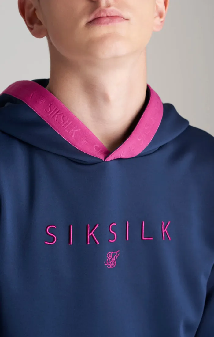 Boys Navy Taped Overhead Hoodie sold by Siksilk product image thumbnail 4