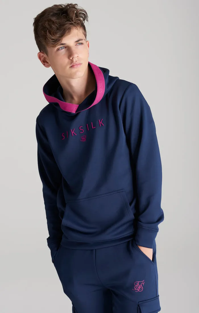 Boys Navy Taped Overhead Hoodie sold by Siksilk product image thumbnail 2