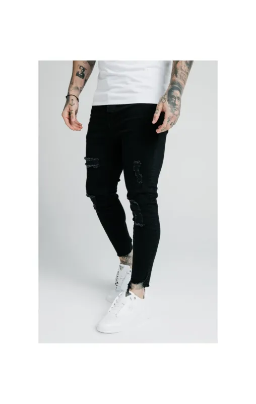 SikSilk Cropped Raw Hem Jeans - Black sold by Siksilk