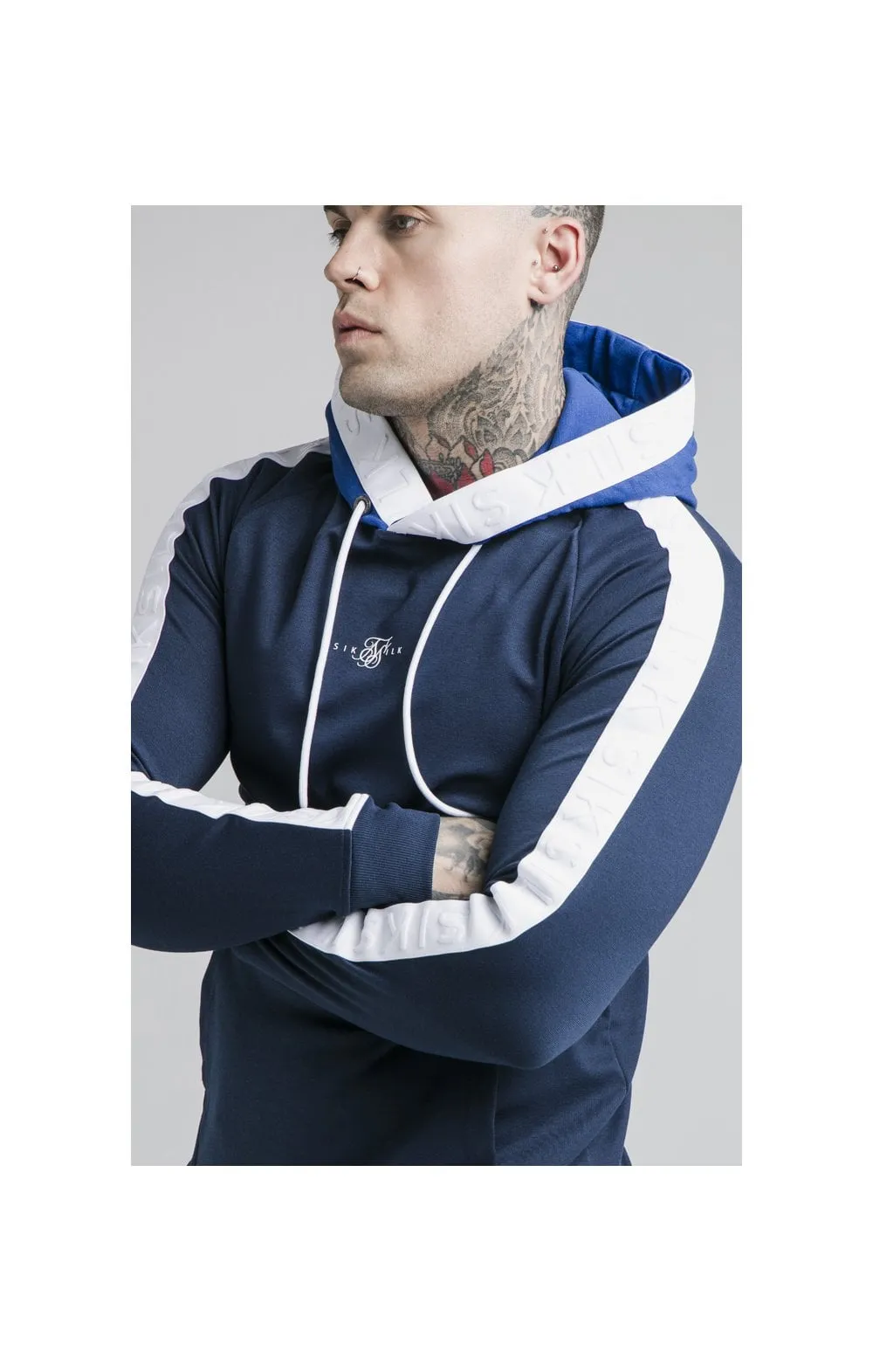 SikSilk Inverse Overhead Tape Hoodie - Navy sold by Siksilk