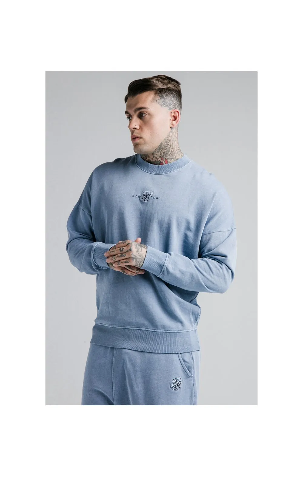 SikSilk Crew Sweat - Washed Blue sold by Siksilk