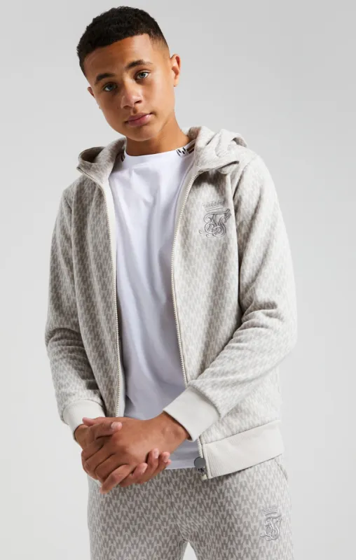 Boys Messi x SikSilk Grey Printed Zip Thru Hoodie made by Siksilk