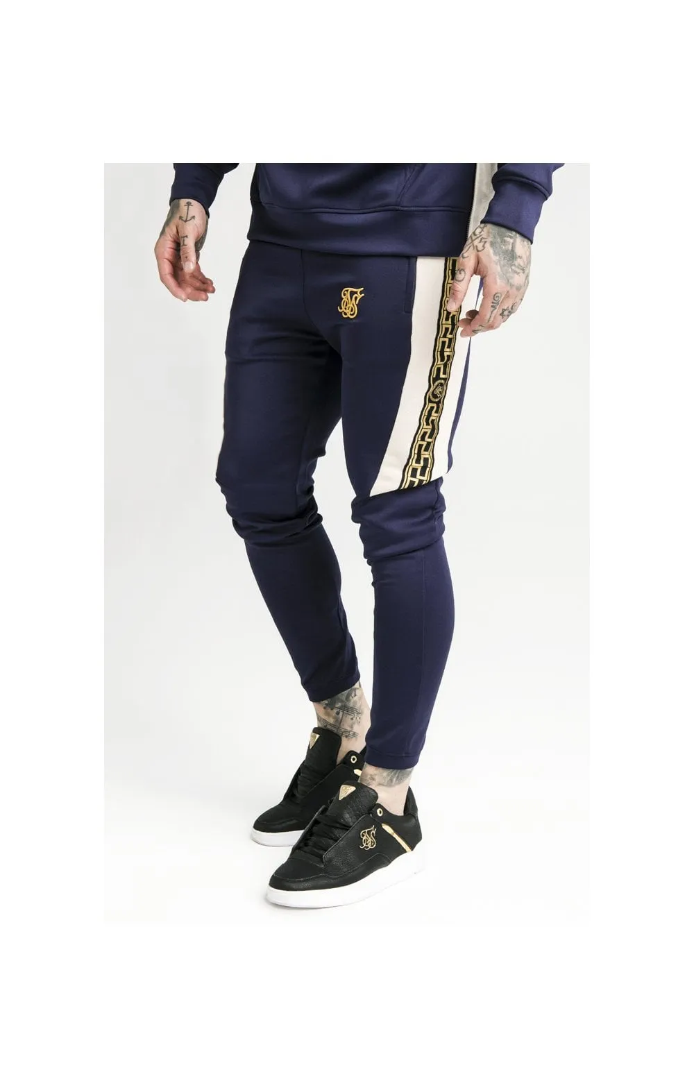SikSilk hybrid Panel Taped Pants – Navy sold by Siksilk