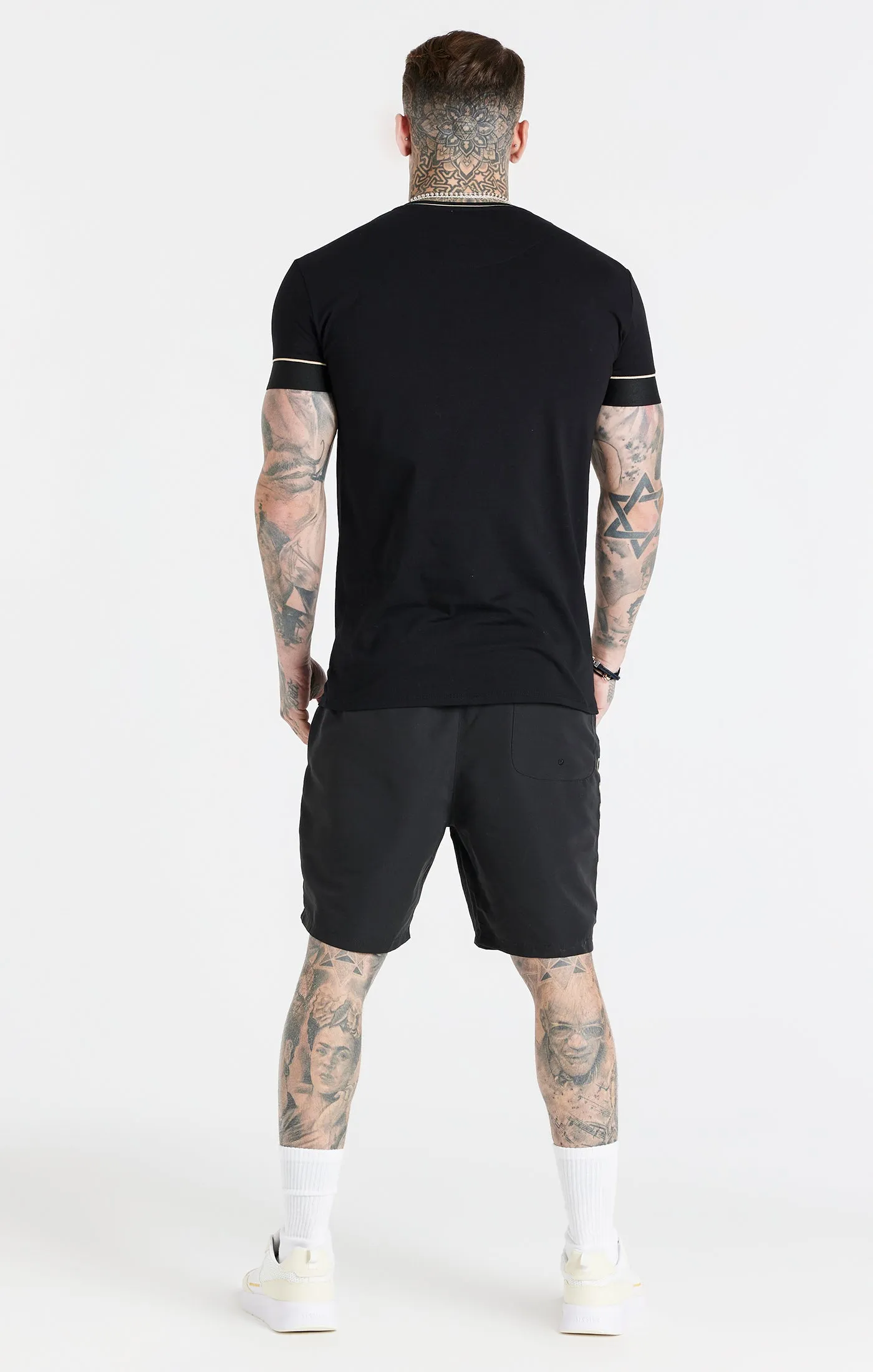 Black Retro Elastic Cuff T-Shirt sold by Siksilk product image thumbnail 5