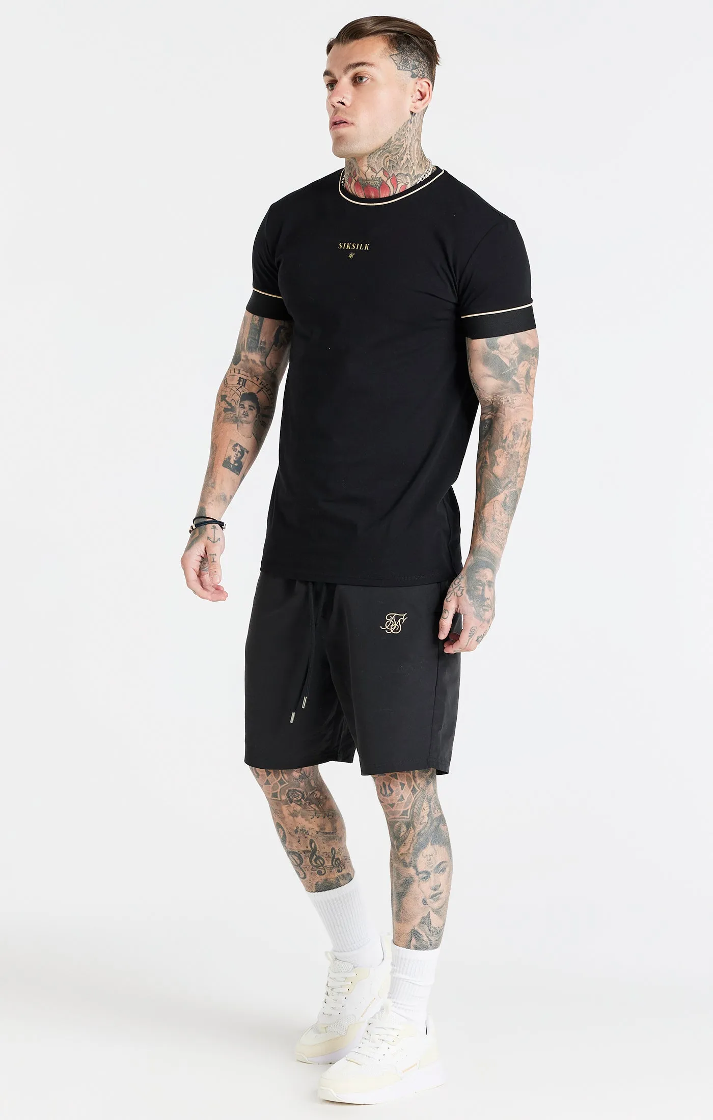 Black Retro Elastic Cuff T-Shirt sold by Siksilk product image thumbnail 3