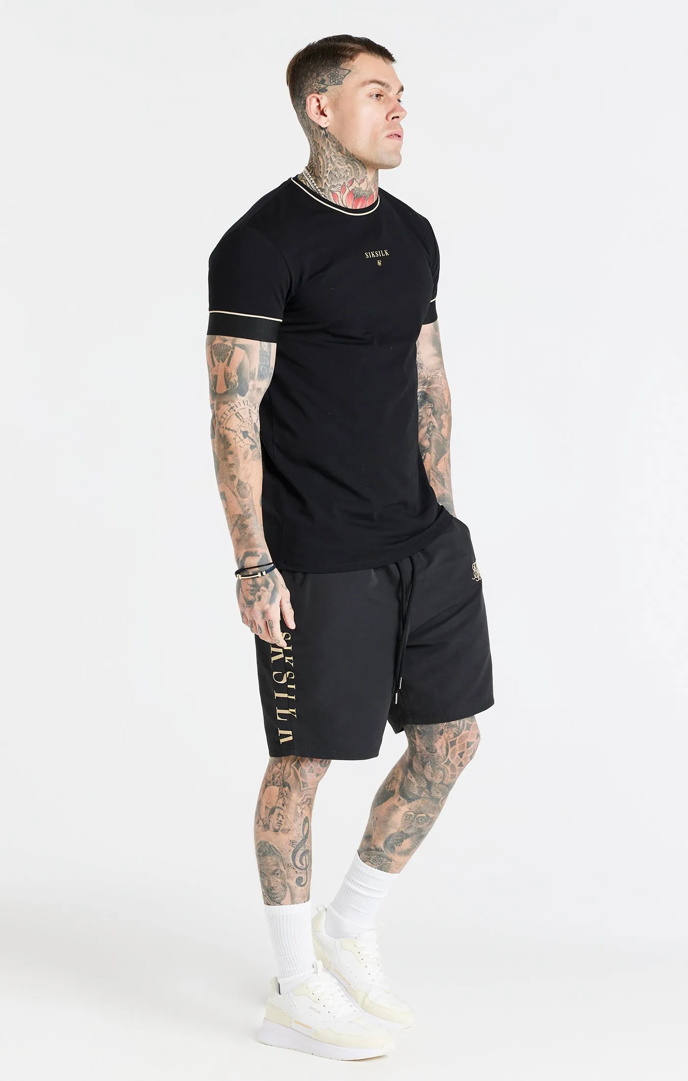 Black Retro Elastic Cuff T-Shirt sold by Siksilk product image thumbnail 4