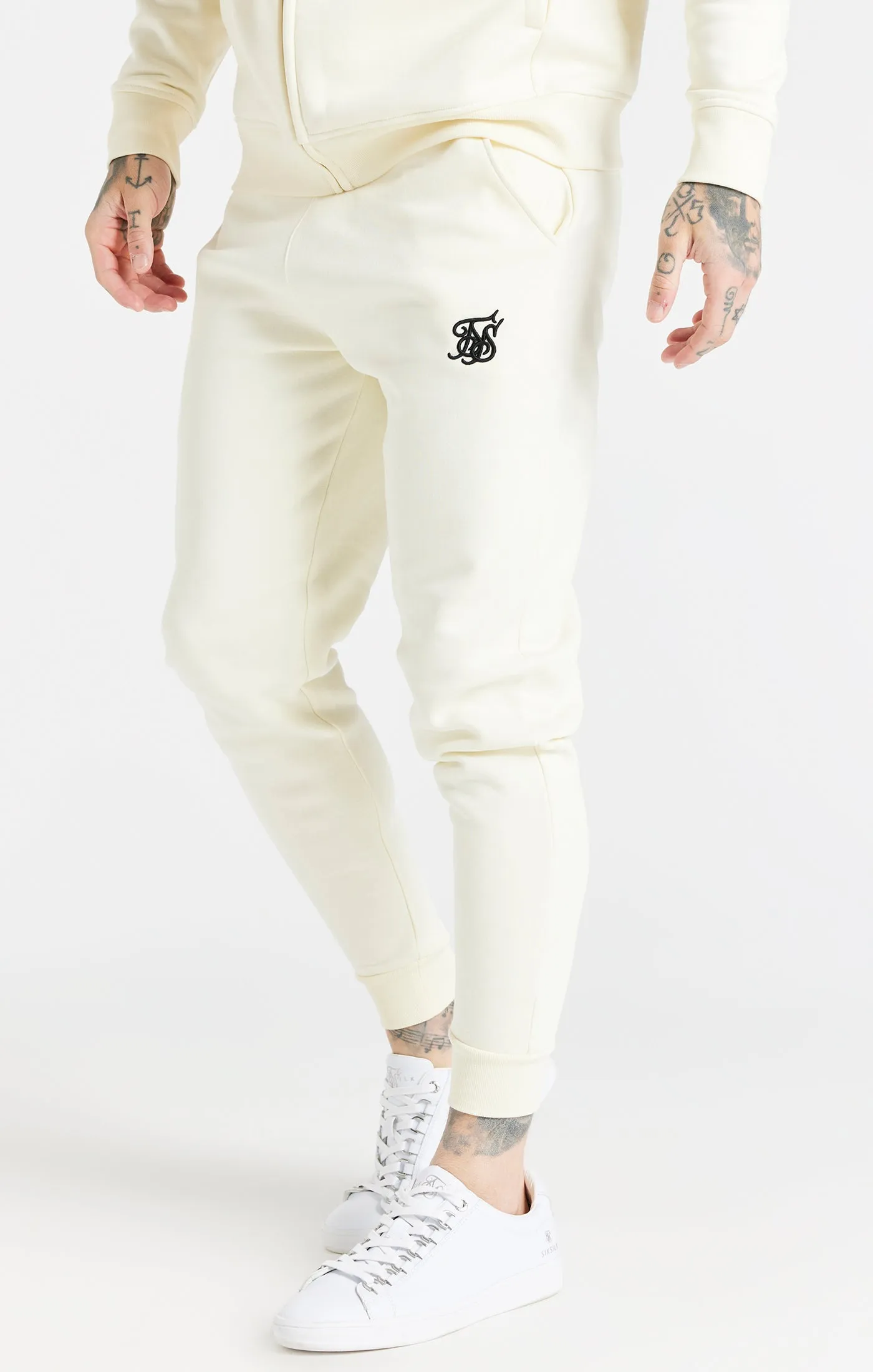 Ecru Essential Cuffed Jogger sold by Siksilk