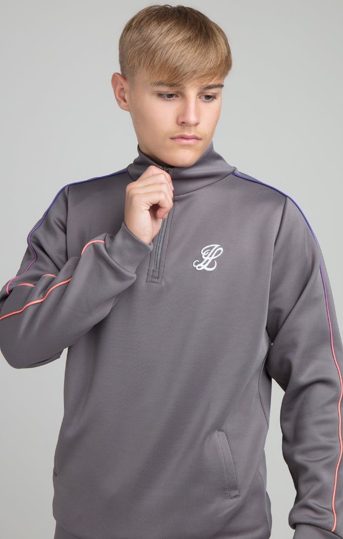 Boys Illusive Grey 1/4 Zip Funnel Neck sold by Siksilk product image thumbnail 2