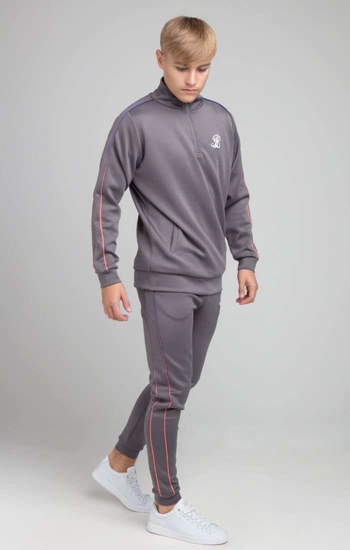 Boys Illusive Grey 1/4 Zip Funnel Neck sold by Siksilk product image thumbnail 4
