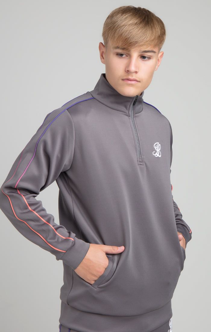 Boys Illusive Grey 1/4 Zip Funnel Neck sold by Siksilk