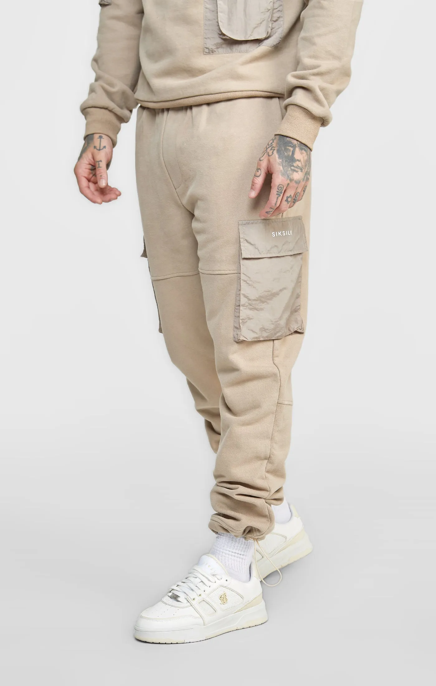 Tan Contrast Pocket Cargo Pant sold by Siksilk