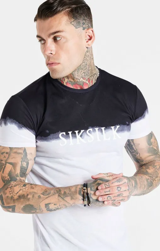 White Dip Dye Fade Muscle T-Shirt sold by Siksilk