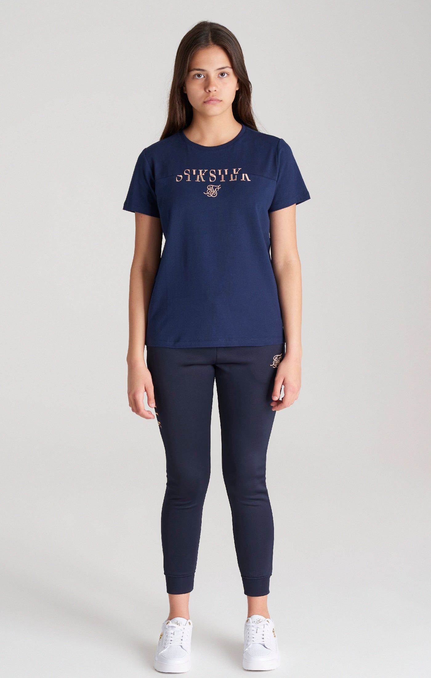 Girls Navy Logo Jogger sold by Siksilk product image thumbnail 4