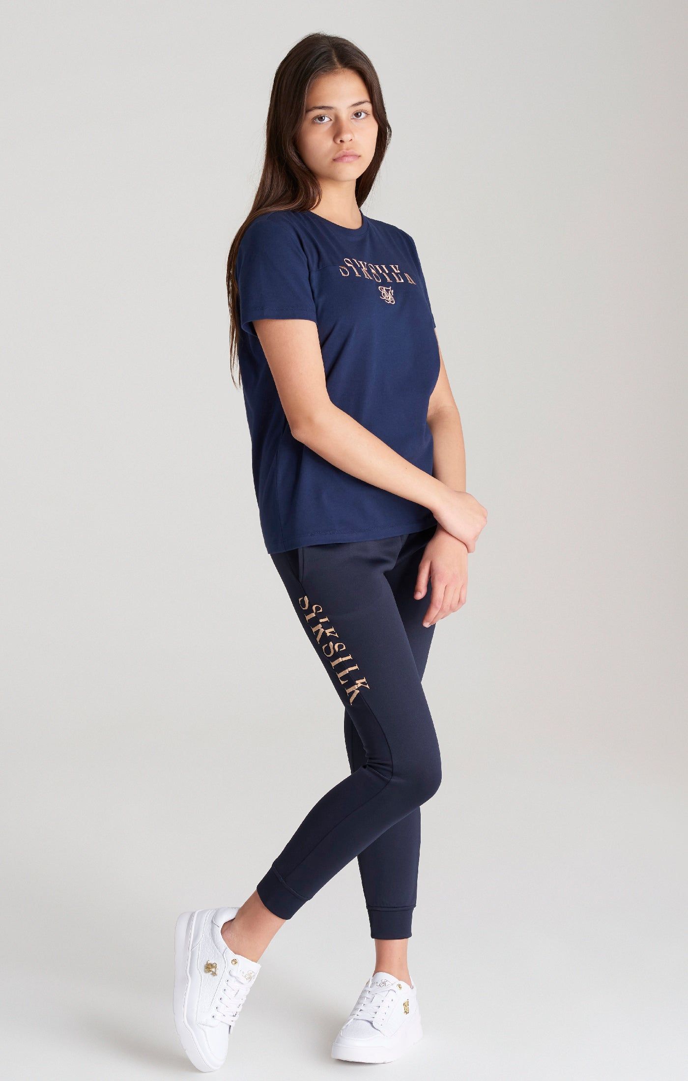 Girls Navy Logo Jogger sold by Siksilk product image thumbnail 5