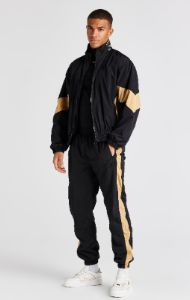 Black Paneled Track Pant sold by Siksilk