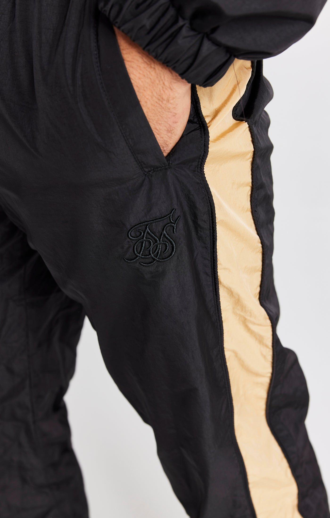 Black Paneled Track Pant sold by Siksilk product image thumbnail 5