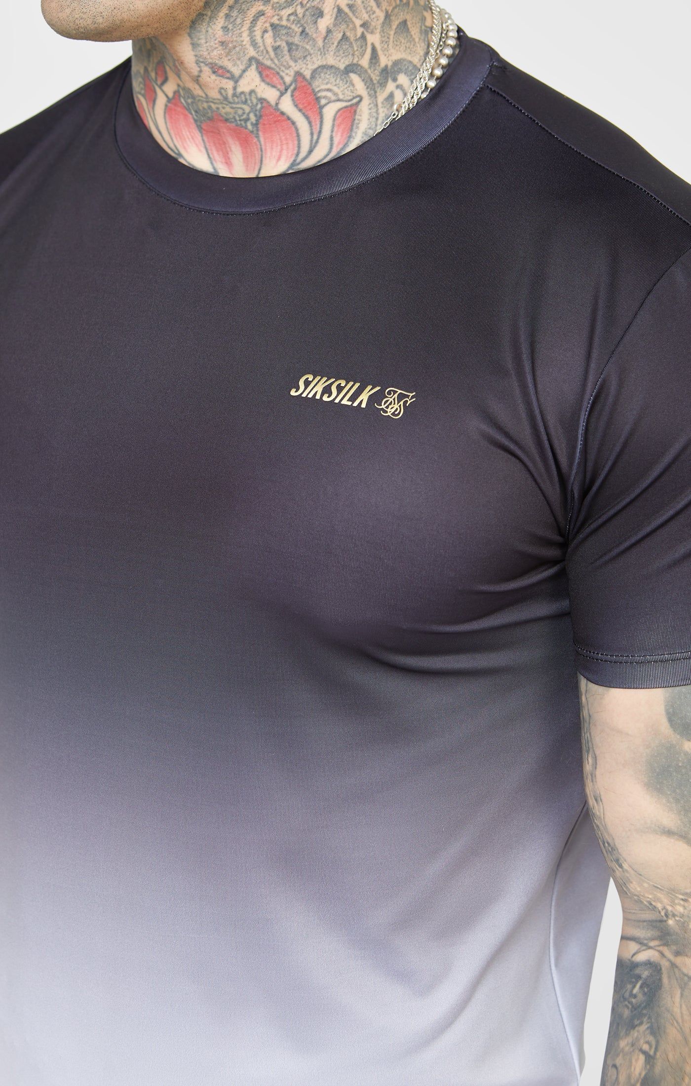 Black Sports Fade Muscle Fit T-Shirt sold by Siksilk product image thumbnail 2
