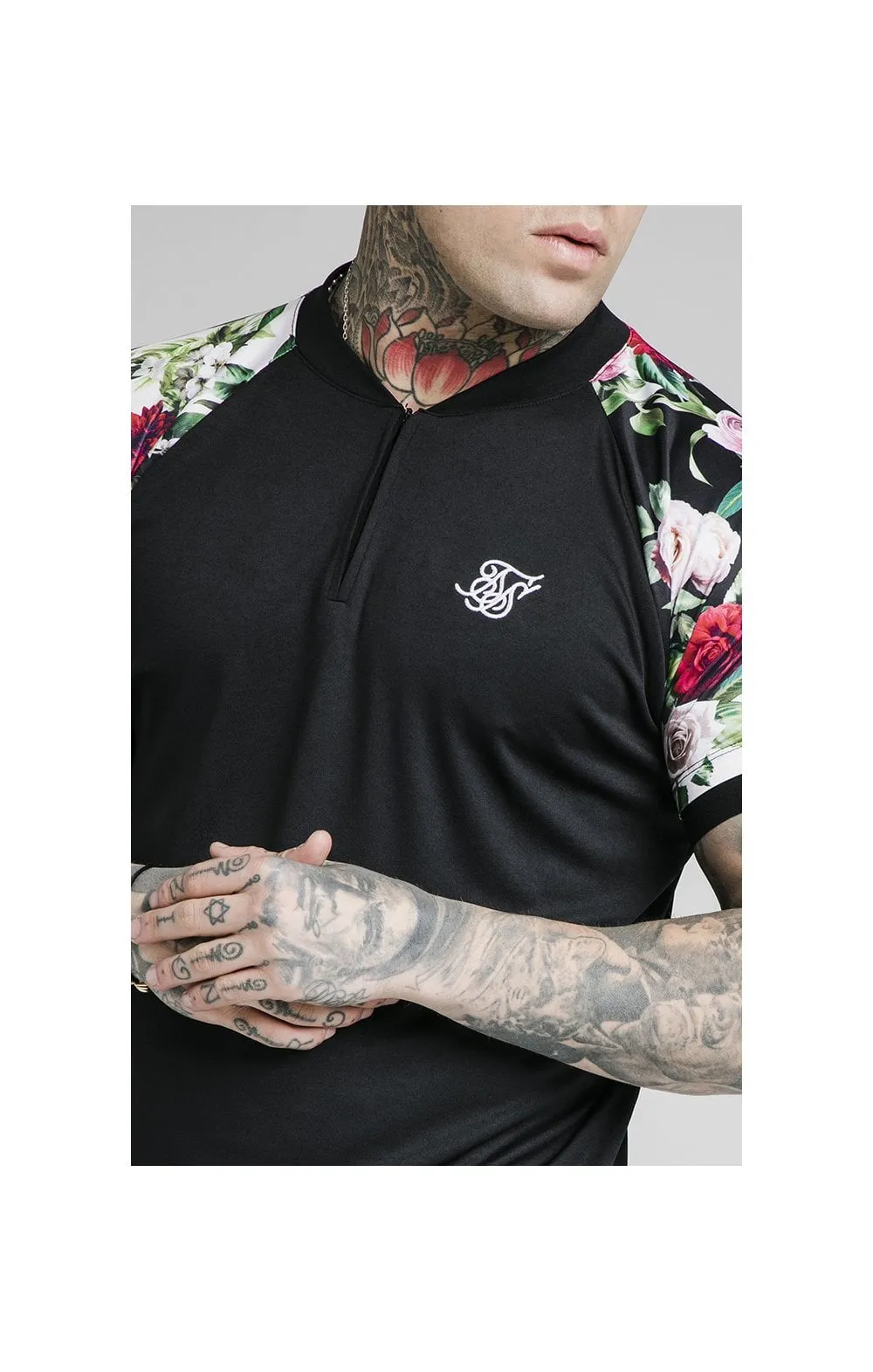 SikSilk S/S Interlock Baseball Tee - Black & Floral Pixel sold by Siksilk product image thumbnail 2
