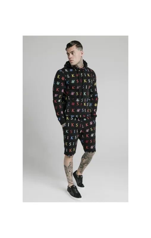 SikSilk Colours Overhead Hoodie - Black & Multi sold by Siksilk