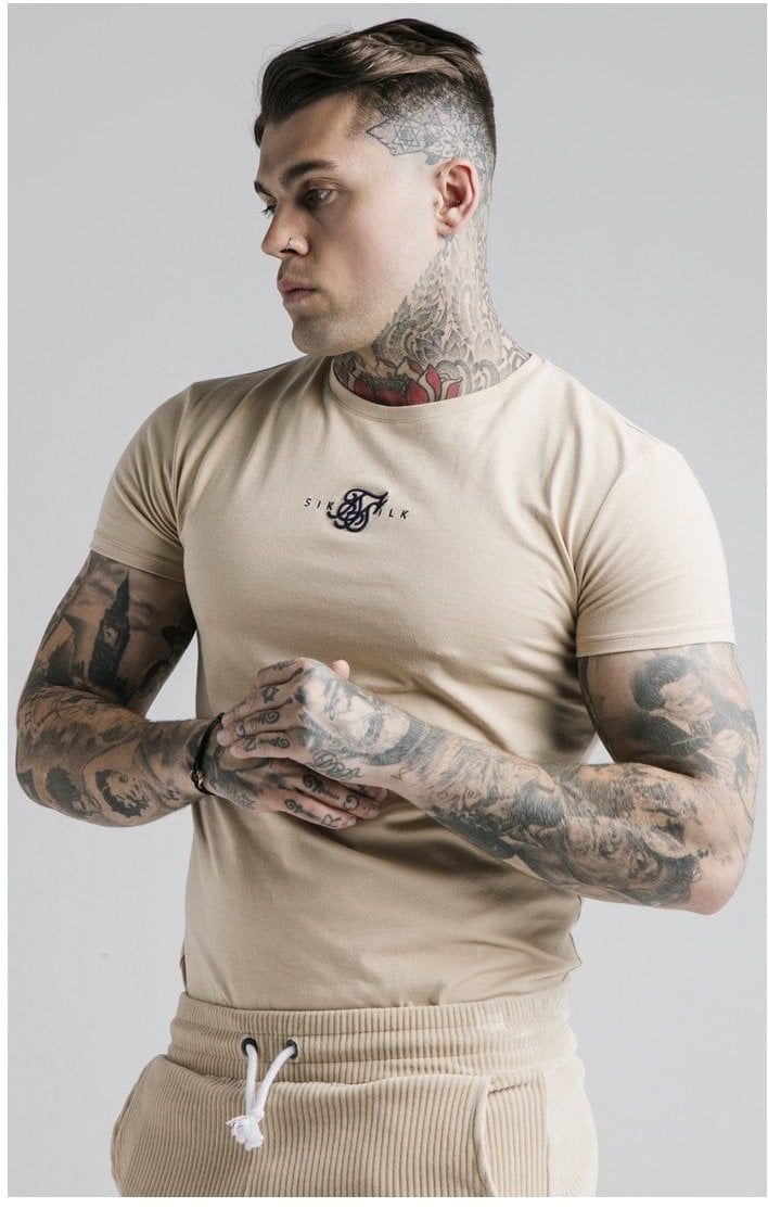 SikSilk Allure Straight Hem Gym Tee - Beige sold by Siksilk