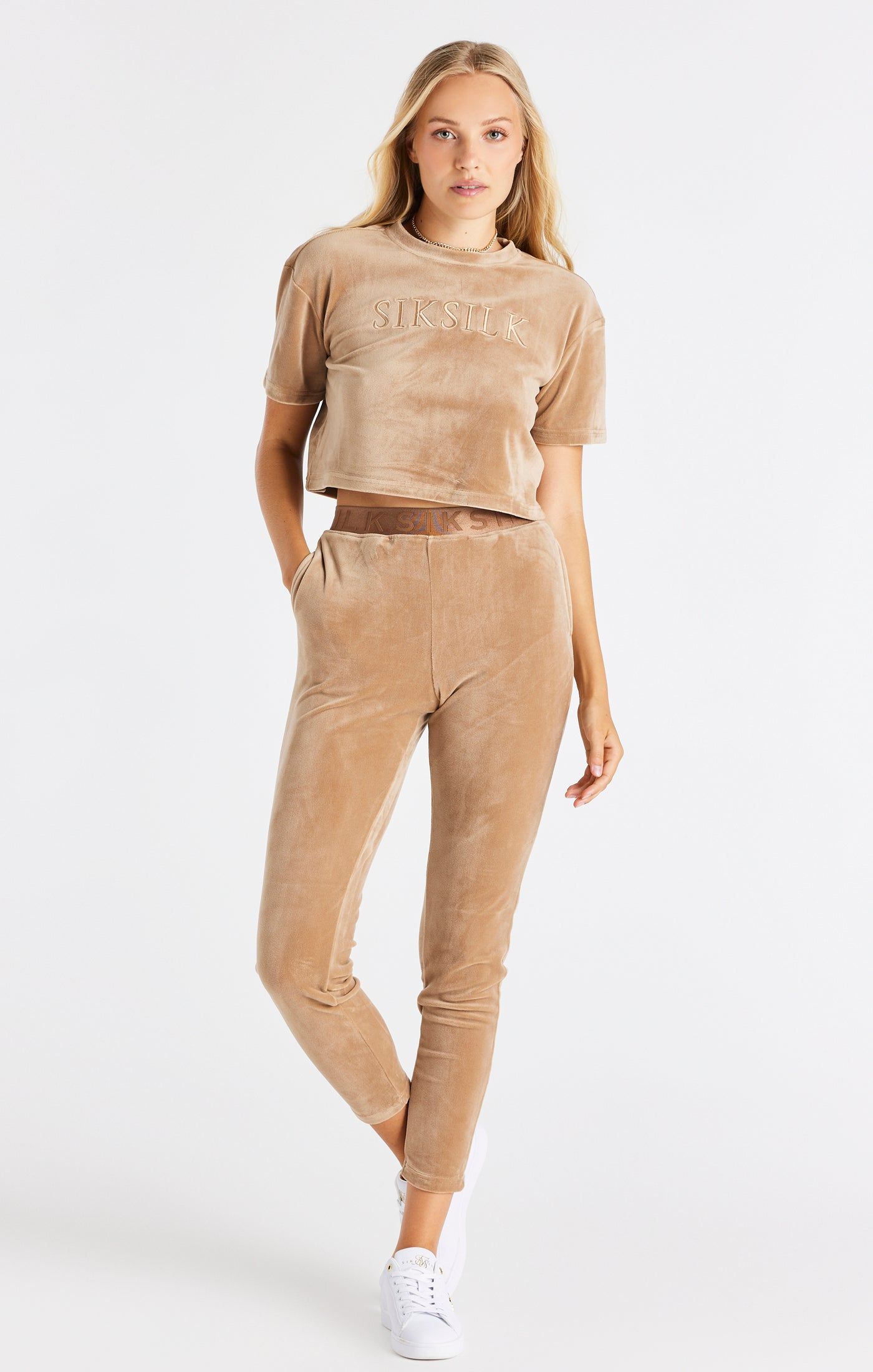 Gold Velour Cropped T-Shirt sold by Siksilk product image thumbnail 3