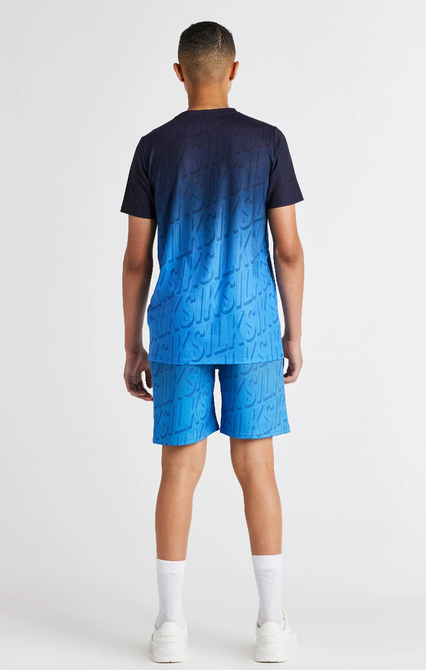 Boys Blue Branded Fade Regular Fit Short sold by Siksilk product image thumbnail 5