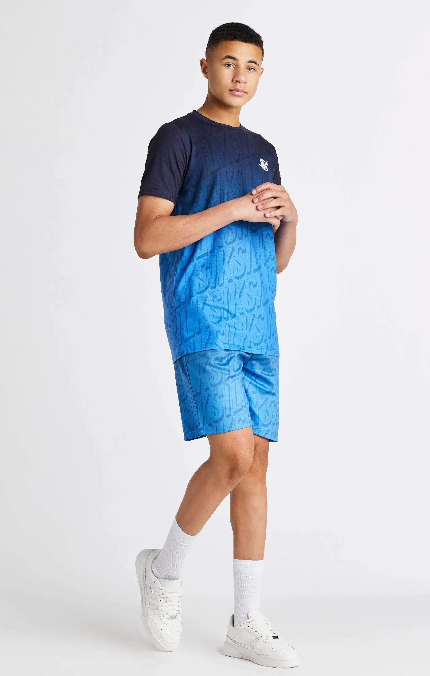 Boys Blue Branded Fade Regular Fit Short sold by Siksilk product image thumbnail 3
