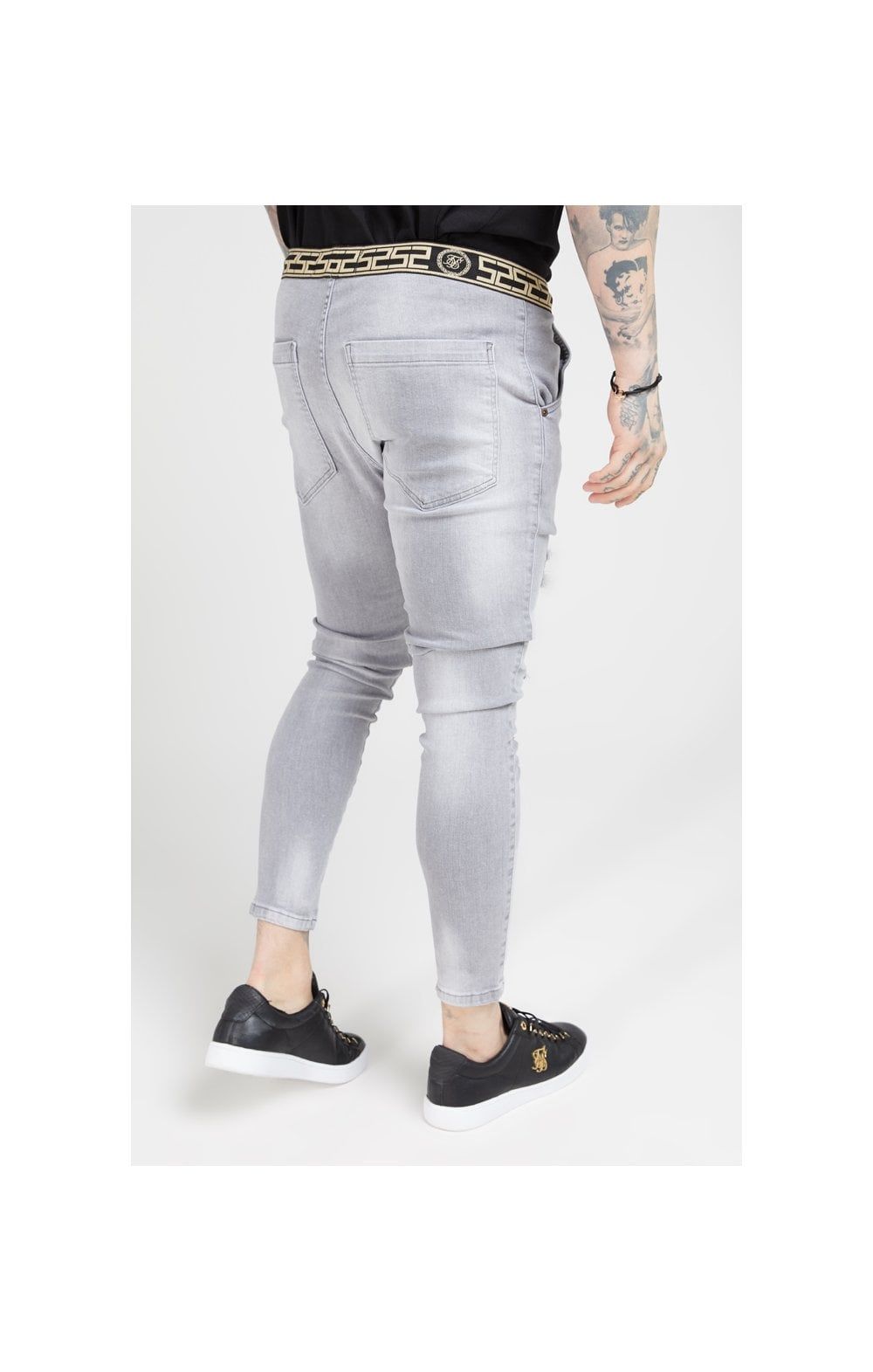 SikSilk Elasticated Waist Skinny Distressed Jeans – Washed Grey sold by Siksilk product image thumbnail 3