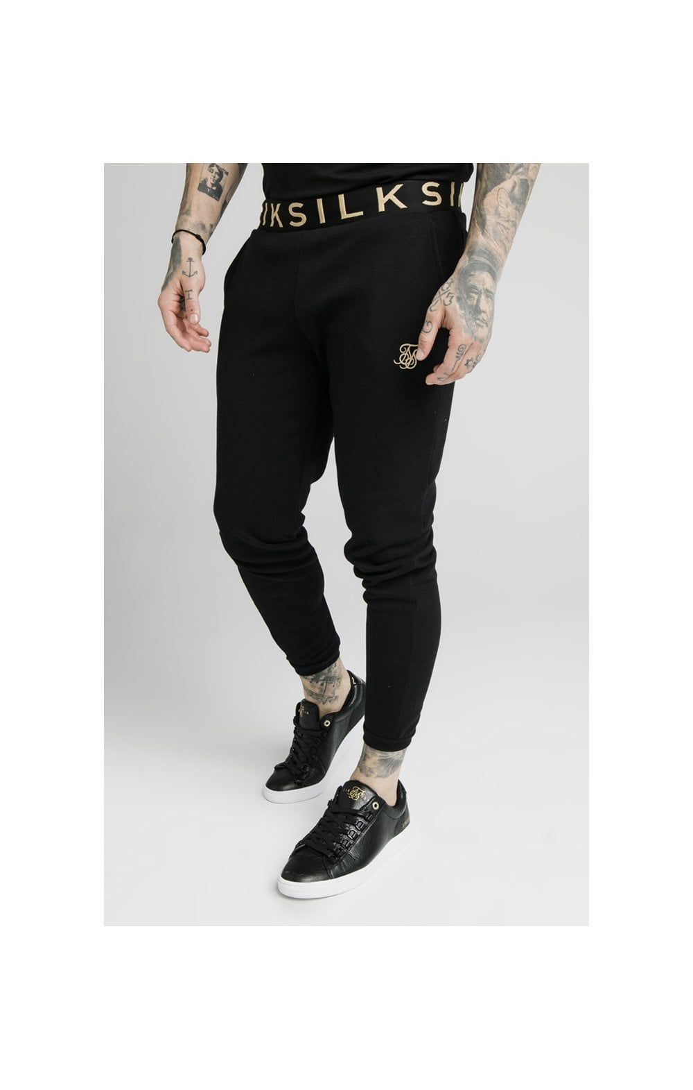 SikSilk Elastic Jacquard Pants - Black sold by Siksilk