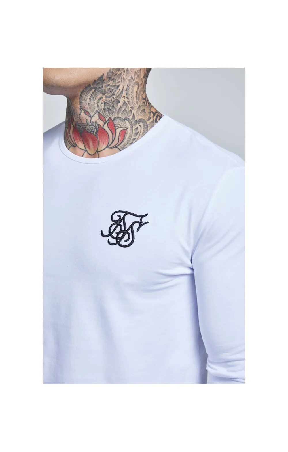 White Long Sleeve Muscle Fit T-Shirt sold by Siksilk product image thumbnail 2