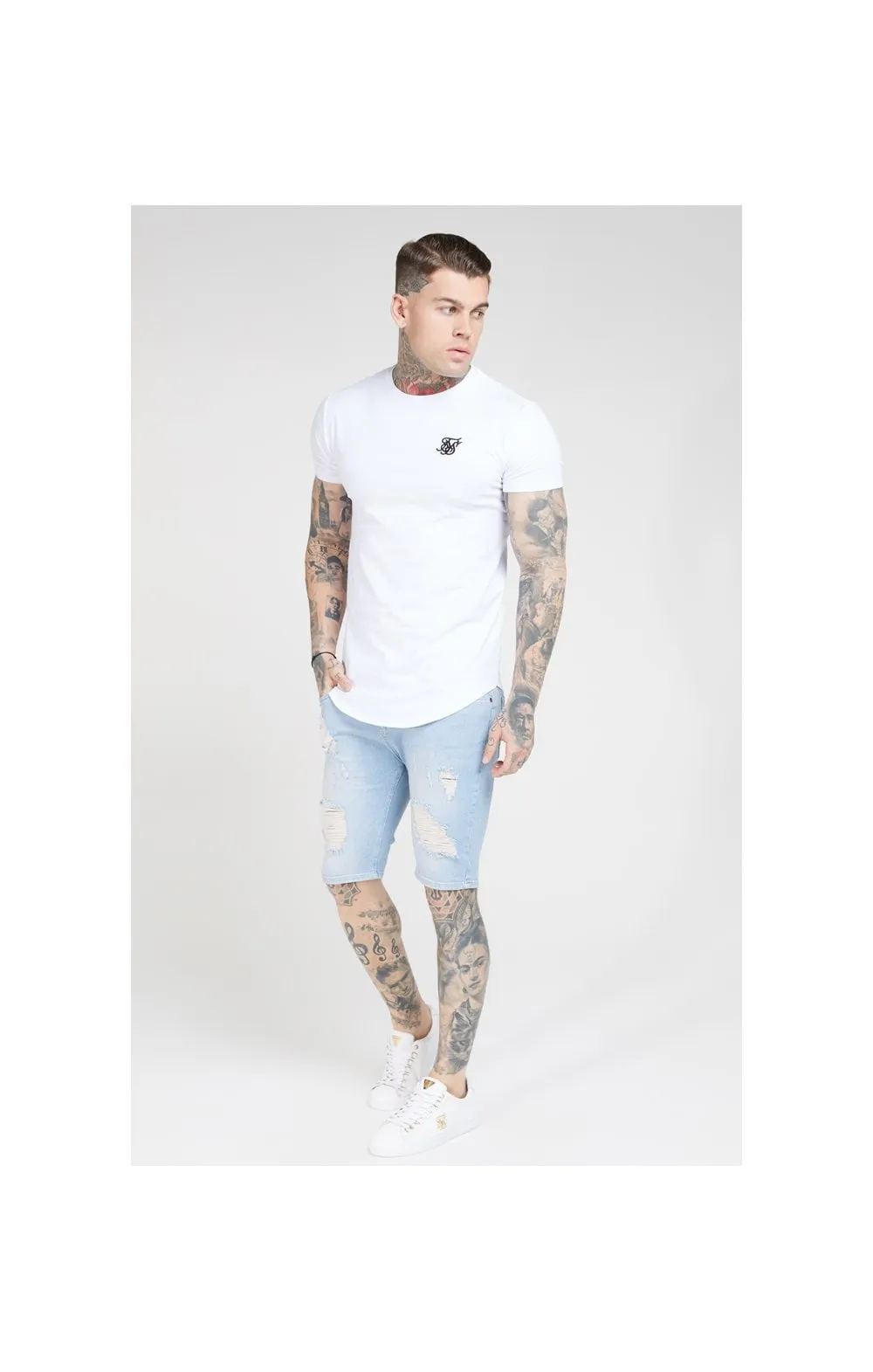 SikSilk Distressed Skinny Shorts – Light Wash sold by Siksilk product image thumbnail 5