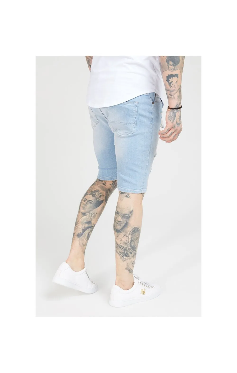 SikSilk Distressed Skinny Shorts – Light Wash sold by Siksilk product image thumbnail 2