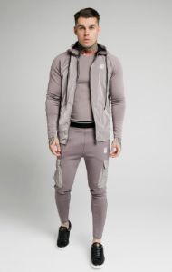 SikSilk Adapt Crushed Nylon Zip Through Hoodie - Grey sold by Siksilk